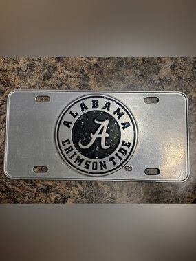 Textured Metal License Plate Frame with Center Emblem
